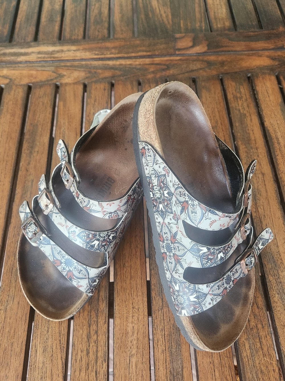 Women's Birkenstock Florida Paisley Floral Sandals Size 39 3 Adjustable Straps
